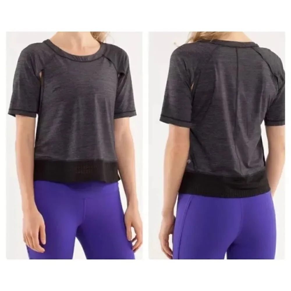 Lululemon Sun Runner Short Sleeve Black size 4